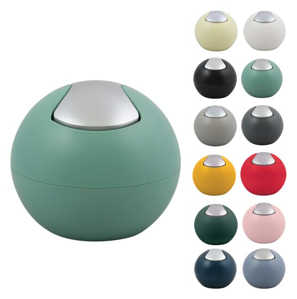 Spirella mini výklopný odpadkový koš BOWL MATT, matný zelený, plast, 1 L