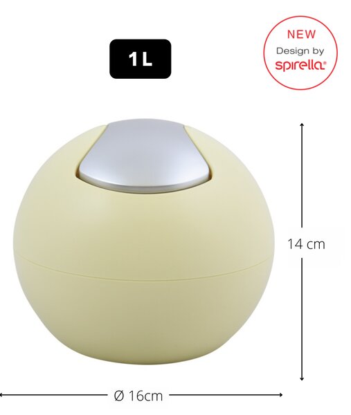 Spirella mini výklopný odpadkový koš BOWL MATT, matný žlutý, plast, 1 L