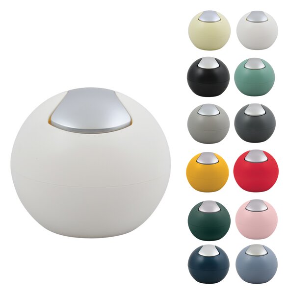 Spirella mini výklopný odpadkový koš BOWL MATT, matný bílý, plast, 1 L
