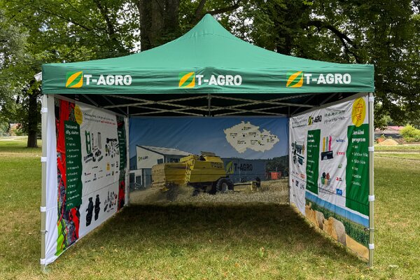 TENTino SET - Nůžkový párty stan 4x4 m s jednostranným potiskem Typ konstrukce: BIG HEXAGON, Rozsah potisku: pouze střecha, Plachtovina - gramáž: polyester 230 g/m2