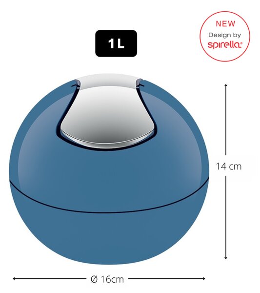 Spirella mini výklopný odpadkový koš BOWL, modrý, plast, 1 L