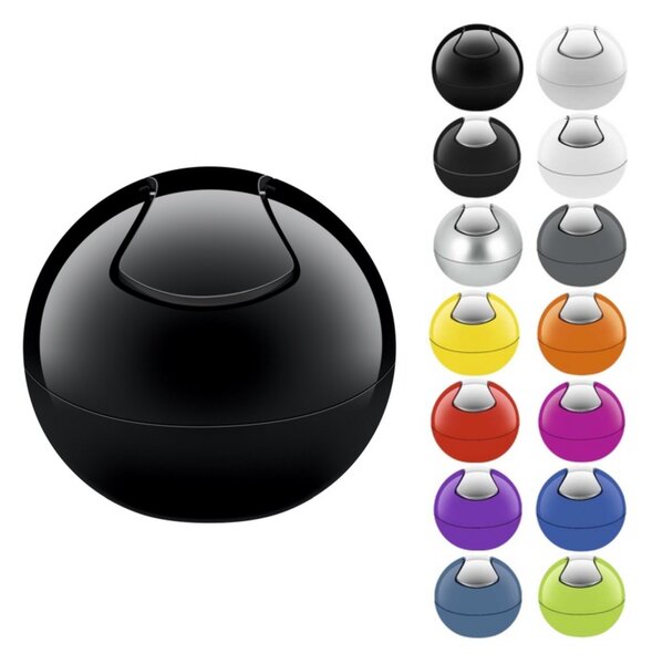Spirella mini výklopný odpadkový koš BOWL, komplet černý, plast, 1 L