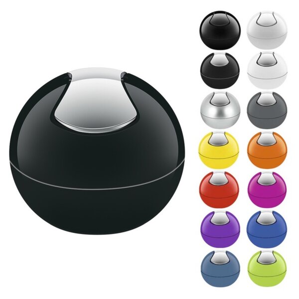 Spirella mini výklopný odpadkový koš BOWL, černý, plast, 1 L
