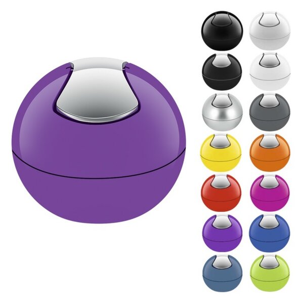 Spirella mini výklopný odpadkový koš BOWL, fialový, plast, 1 L