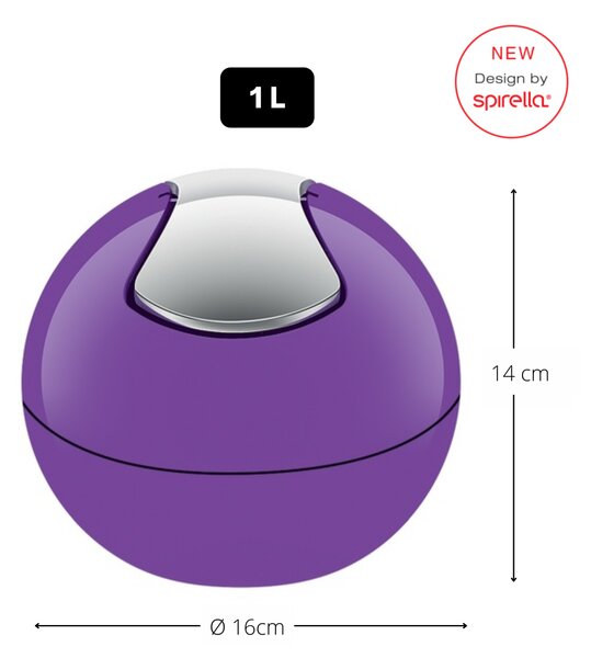 Spirella mini výklopný odpadkový koš BOWL, fialový, plast, 1 L
