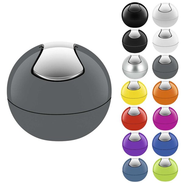 Spirella mini výklopný odpadkový koš BOWL, šedý, plast, 1 L
