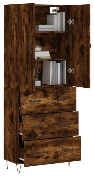 Skříň highboard kouřový dub 69,5 x 34 x 180 cm kompozitní dřevo 3198086