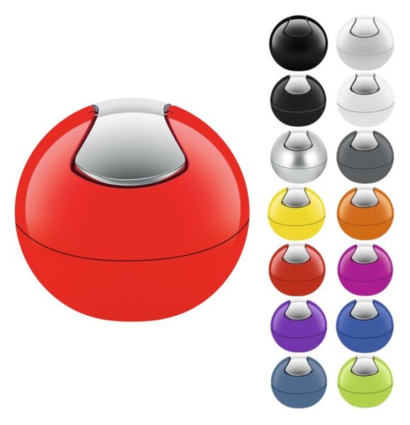Spirella mini výklopný odpadkový koš BOWL, červený, plast, 1 L