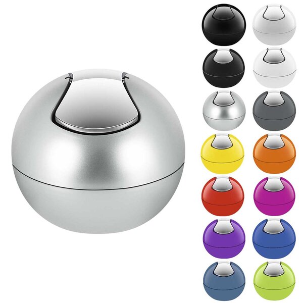 Spirella mini výklopný odpadkový koš BOWL, stříbrný, plast, 1 L
