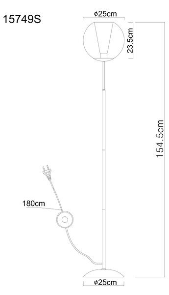 STOJACÍ LAMPA, 25/154,5 cm Globo - Online Only svítidla, Online Only