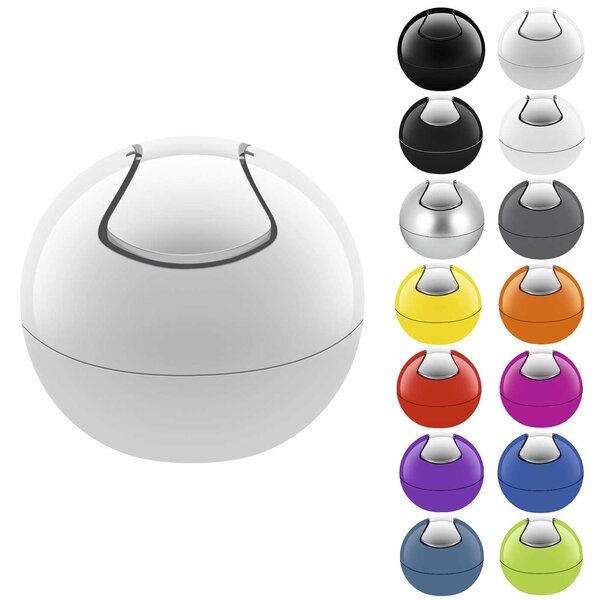 Spirella mini výklopný odpadkový koš BOWL, bílý, plast, 1 L