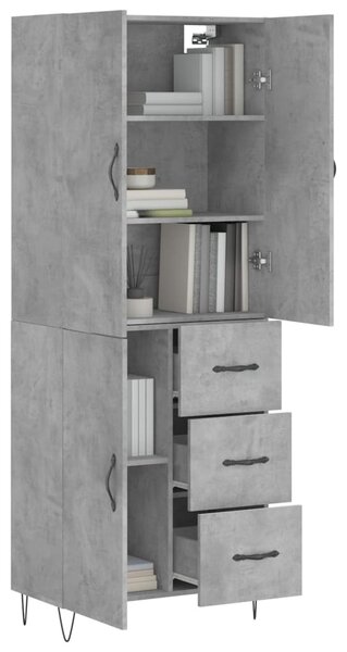 Skříň highboard betonově šedá 69,5x34x180 cm kompozitní dřevo 3198093