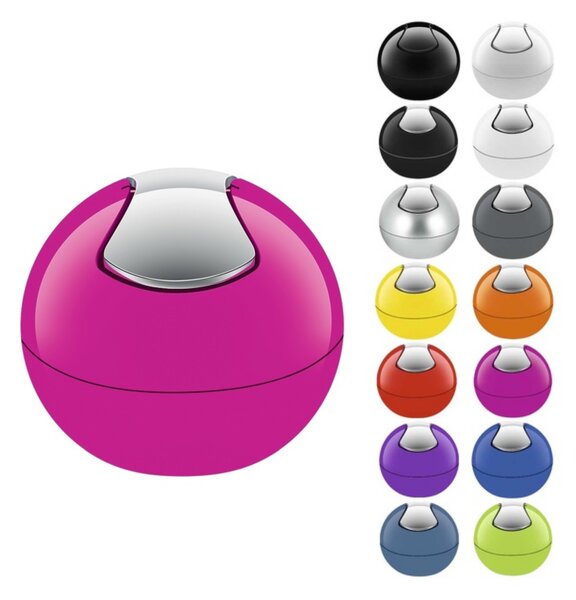 Spirella mini výklopný odpadkový koš BOWL, růžový, plast, 1 L