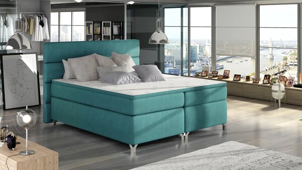 Postel Boxspring Amadeus 200x180, sv. modrá (látka - bao 19)