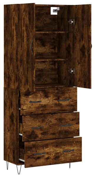 Skříň highboard kouřový dub 69,5 x 34 x 180 cm kompozitní dřevo 3198086
