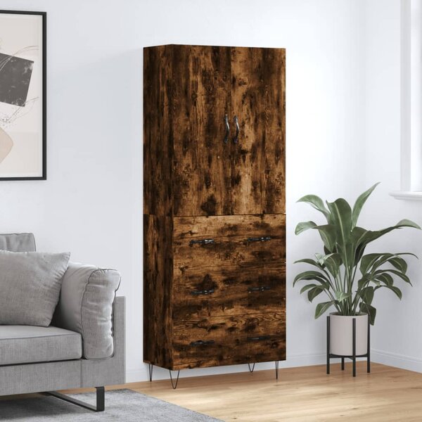Skříň highboard kouřový dub 69,5 x 34 x 180 cm kompozitní dřevo 3198086