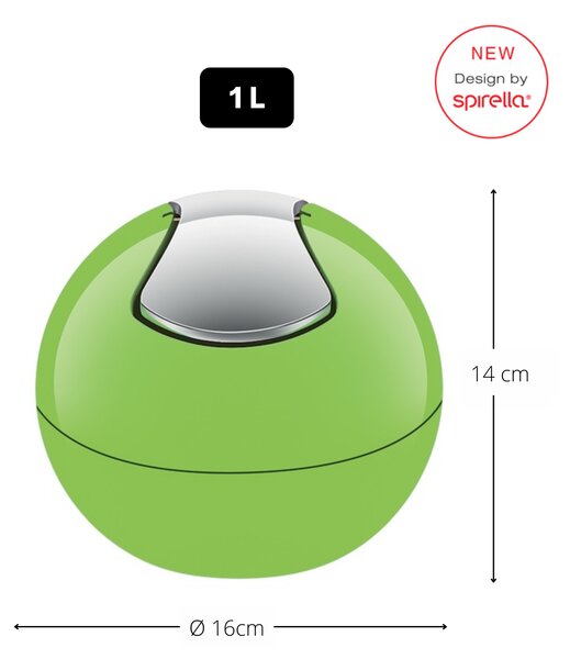 Spirella mini výklopný odpadkový koš BOWL, zelený, plast, 1 L