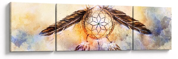 Obraz - Lapač snů s peříčky (170x50 cm)