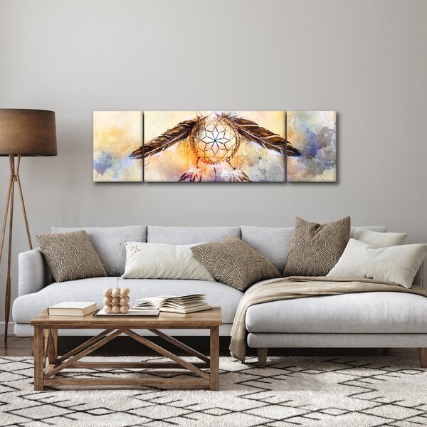 Obraz - Lapač snů s peříčky (170x50 cm)