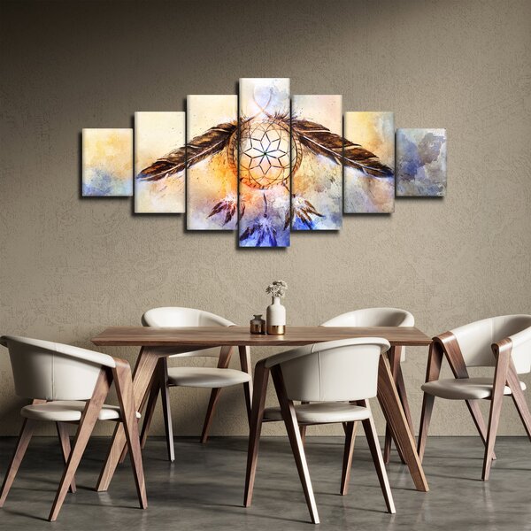 Obraz - Lapač snů s peříčky (210x100 cm)