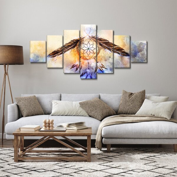 Obraz - Lapač snů s peříčky (210x100 cm)