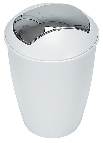 Spirella výklopný odpadkový koš, ATLANTA, bílý, plast, stříbrné víko, 5 L