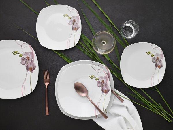 JÍDELNÍ SOUPRAVA Square Orchidee 18dílné Creatable - Online Only nádobí, Online Only