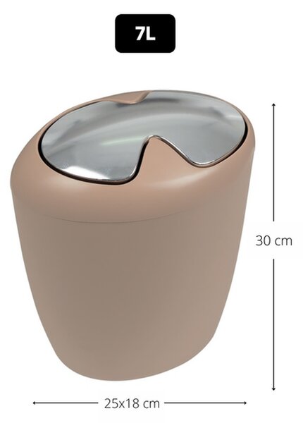 Spirella výklopný odpadkovýho koš ETNA, béžový, plast, stříbrné víko, 7 L