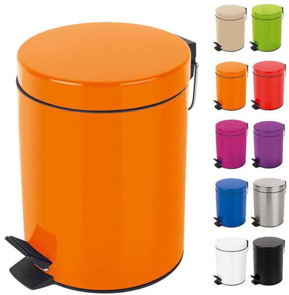 Spirella pedálový odpadkový koš SYDNEY, oranžová, ocel, 3 L