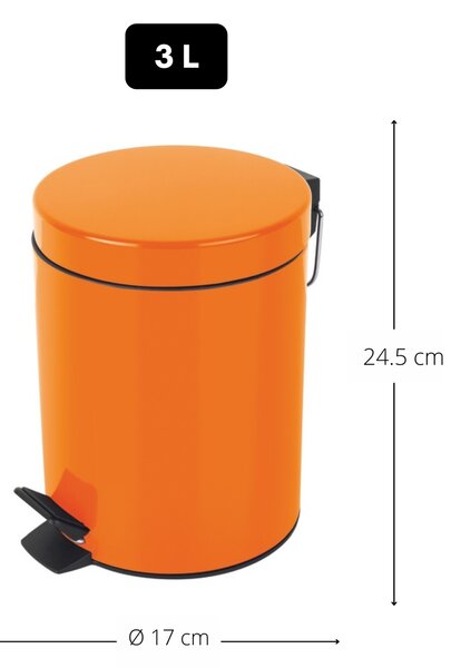 Spirella pedálový odpadkový koš SYDNEY, oranžová, ocel, 3 L