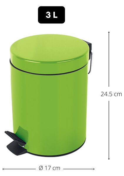 Spirella pedálový odpadkový koš SYDNEY, zelená, ocel, 3 L
