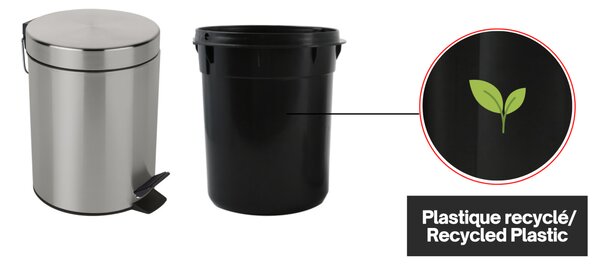 Spirella pedálový odpadkový koš SYDNEY, kartáčovaná nerez ocel, 3 L