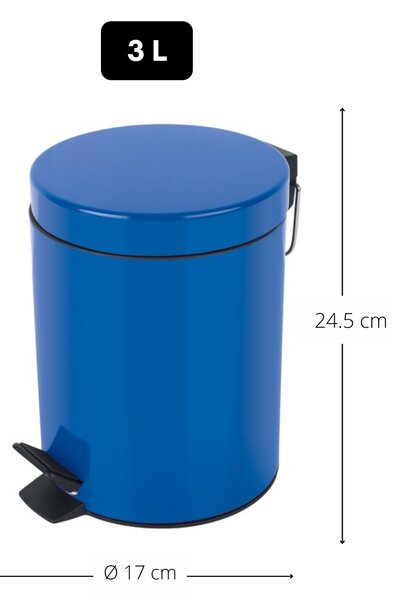 Spirella pedálový odpadkový koš SYDNEY, modrá, ocel, 3 L