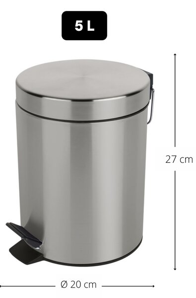 Spirella pedálový odpadkový koš SYDNEY, kartáčovaná nerez ocel, 5 L