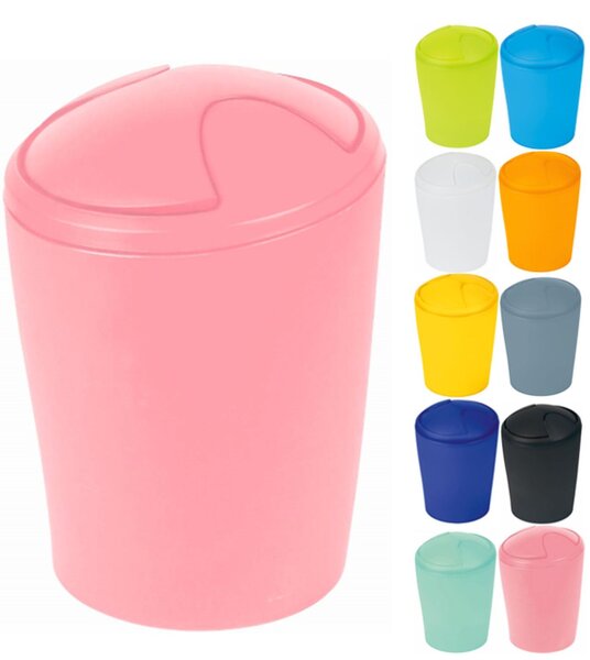 Spirella výklopný odpadkový koš MOVE, růžový, plast, 5 L
