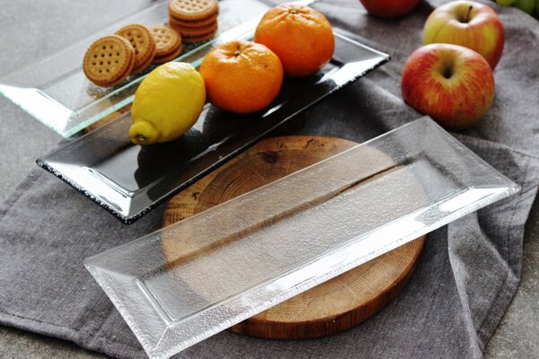 BDK-GLASS Servírovací tác MAXIM 33x12cm Barva: Šedé sklo