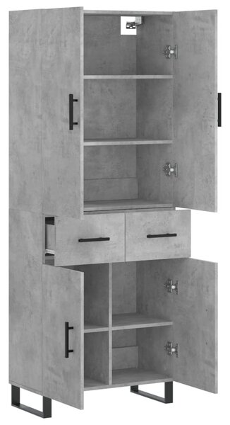 Skříň highboard betonově šedá 69,5x34x180 cm kompozitní dřevo 3198173