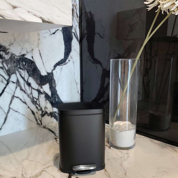 Spirella pedálový odpadkový koš AKIRA, matná černá, ocel, 5 L