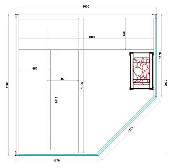 BPS-koupelny Kombinovaná sauna 2v1 HYD-7525 - Infrasauna + finská sauna 200x200, 5-6 osob