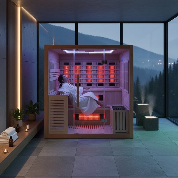 BPS-koupelny Kombinovaná sauna 2v1 HYD-7586 - Infrasauna + finská sauna 180x160, 4-5 osob