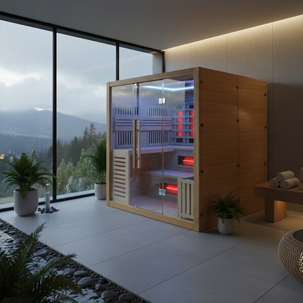 BPS-koupelny Kombinovaná sauna 2v1 HYD-7586 - Infrasauna + finská sauna 180x160, 4-5 osob