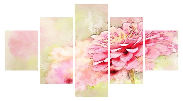 Obraz - Růžová květina, aquarel (125x70 cm)
