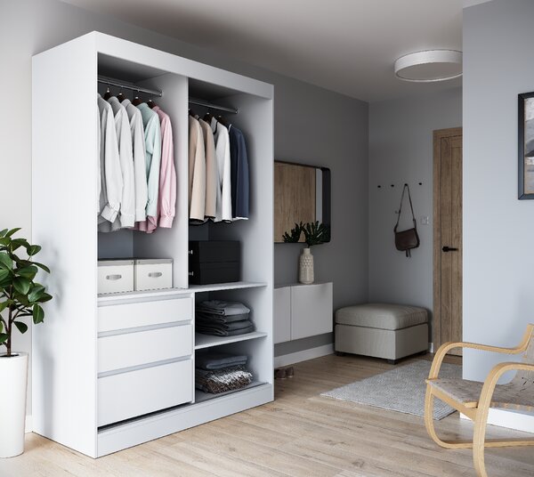 ADRK Šatní zrcadlová skříň posuvná HAIDAR W 140, bílá