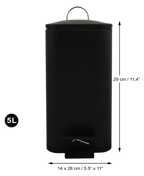 Spirella pedálový odpadkový koš ERIK, mátná černá, ocel, 5 L