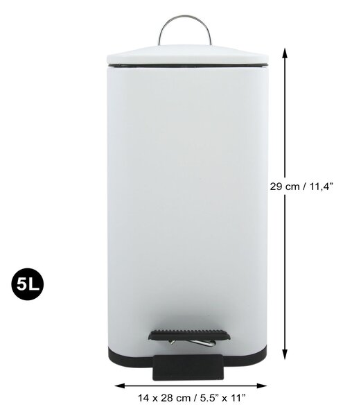 Spirella pedálový odpadkový koš ERIK, mátná bílá, ocel, 5 L
