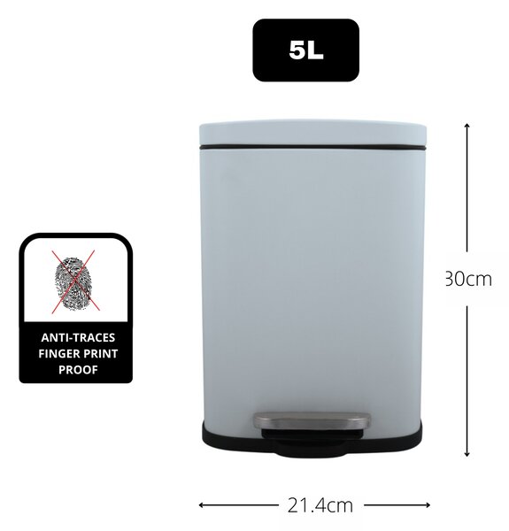 Spirella pedálový odpadkový koš AKIRA, matná ledově modrá, ocel, 5 L