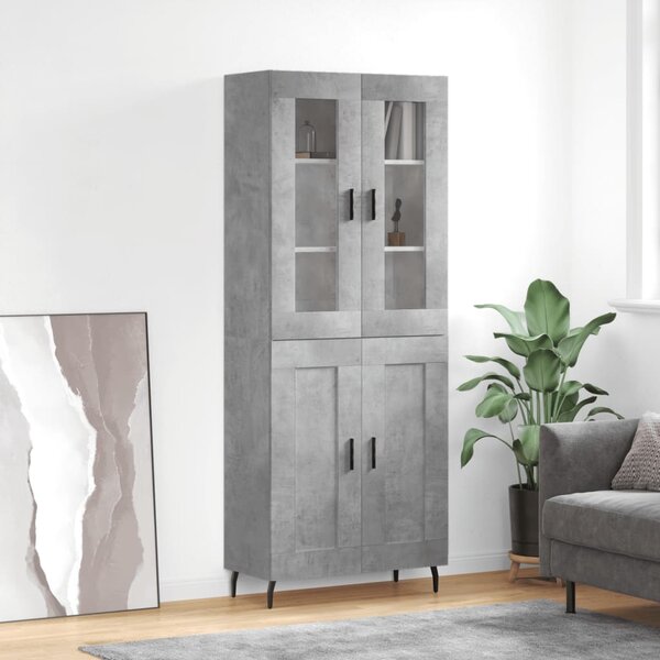Skříň highboard betonově šedá 69,5x34x180 cm kompozitní dřevo 3198357