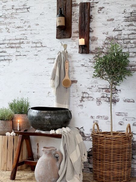 Dřevěný nástěnný svícen Grimaud Unit křivý - 12*10*43 cm - Chic Antique