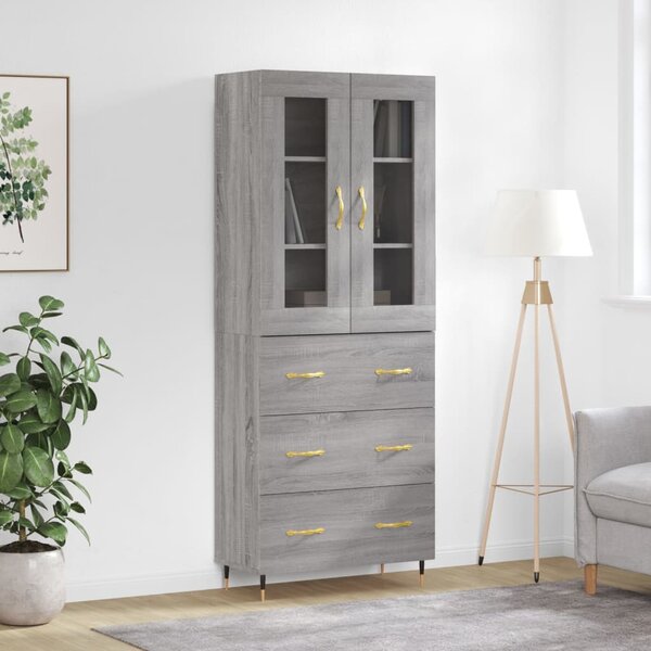 Skříň highboard šedá sonoma 69,5 x 34 x 180 cm kompozitní dřevo 3198391