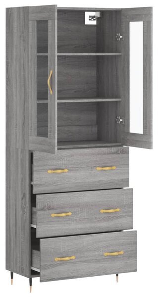 Skříň highboard šedá sonoma 69,5 x 34 x 180 cm kompozitní dřevo 3198391